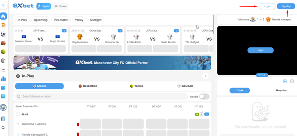 Nhấp vào Nút Đăng Ký 8xbet