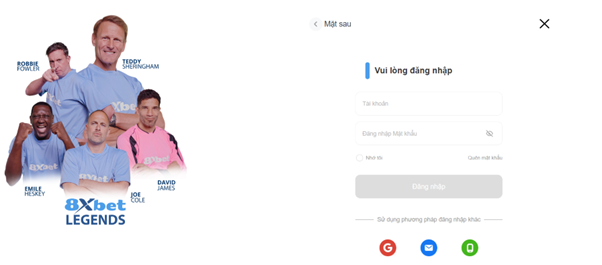 bạn đã sử dụng khi tạo tài khoản 8xbet